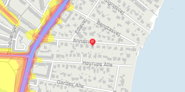 Trafikstøjkort på Annasvej 18, . , 2900 Hellerup