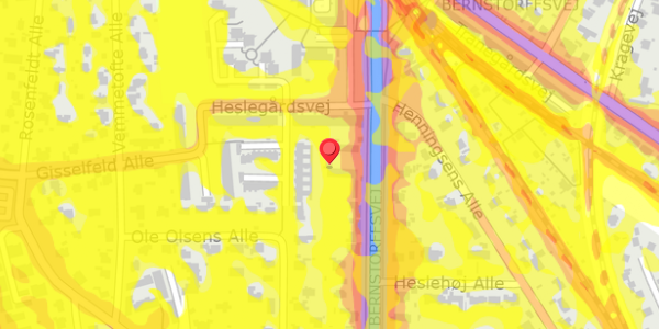Trafikstøjkort på Bernstorffsvej 95D, 2900 Hellerup