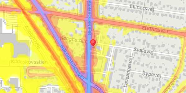 Trafikstøjkort på Bernstorffsvej 154, 2900 Hellerup
