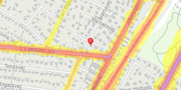 Trafikstøjkort på Bramsvej 13, . , 2920 Charlottenlund