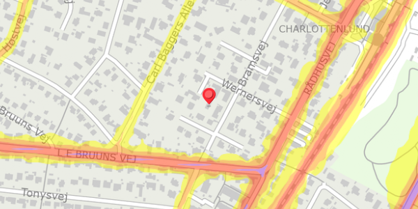 Trafikstøjkort på Bramsvej 14, . , 2920 Charlottenlund