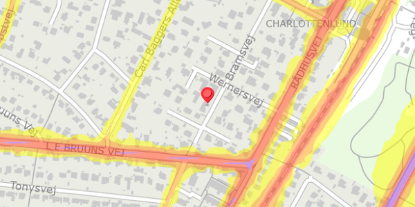 Trafikstøjkort på Bramsvej 16, . , 2920 Charlottenlund
