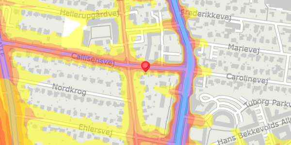 Trafikstøjkort på Callisensvej 9, . , 2900 Hellerup