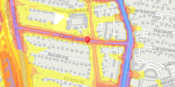 Trafikstøjkort på Callisensvej 13, 2900 Hellerup