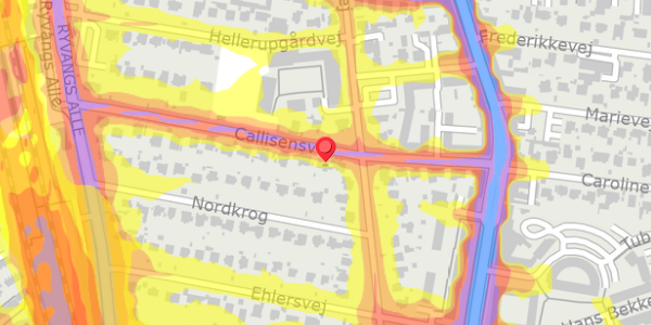 Trafikstøjkort på Callisensvej 15, . , 2900 Hellerup