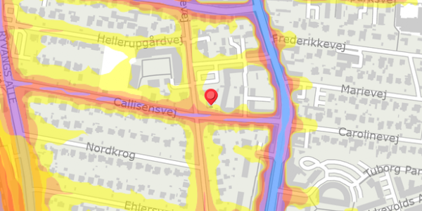 Trafikstøjkort på Callisensvej 22, 2900 Hellerup