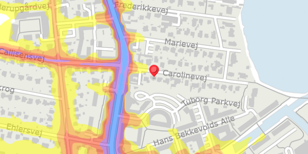Trafikstøjkort på Carolinevej 6, . , 2900 Hellerup