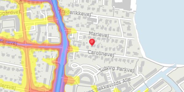Trafikstøjkort på Carolinevej 9, 2900 Hellerup