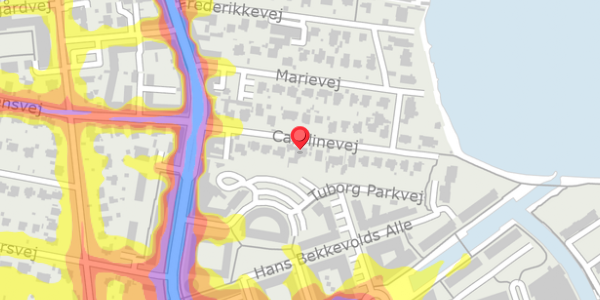 Trafikstøjkort på Carolinevej 12B, . , 2900 Hellerup