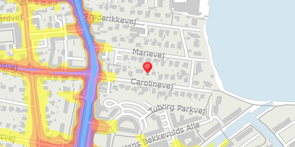 Trafikstøjkort på Carolinevej 13, 2900 Hellerup