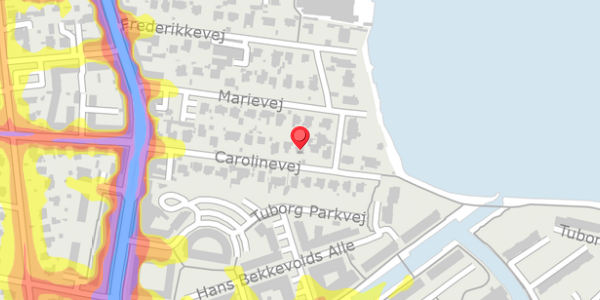 Trafikstøjkort på Carolinevej 21, 2900 Hellerup