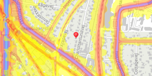 Trafikstøjkort på Charlottenlundvej 11, . , 2900 Hellerup