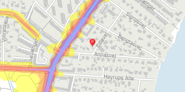 Trafikstøjkort på Edlevej 1, 2900 Hellerup
