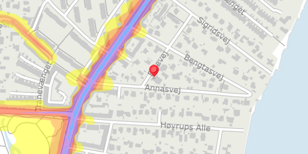 Trafikstøjkort på Edlevej 2A, 2900 Hellerup
