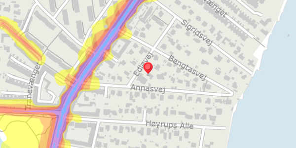 Trafikstøjkort på Edlevej 2B, 2900 Hellerup