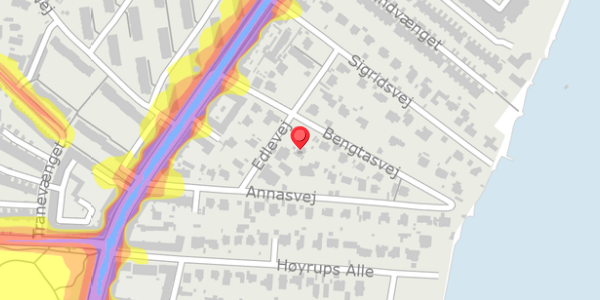 Trafikstøjkort på Edlevej 6, 2900 Hellerup