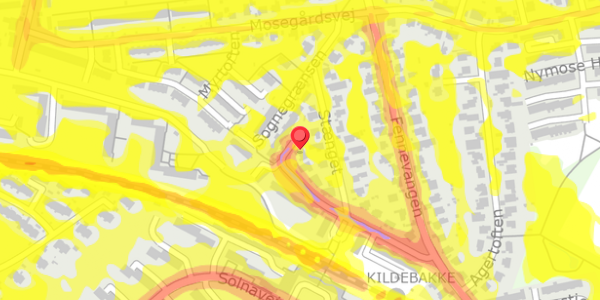 Trafikstøjkort på Ericavej 166, 2820 Gentofte