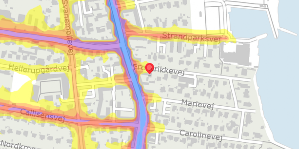 Trafikstøjkort på Frederikkevej 2B, 2900 Hellerup