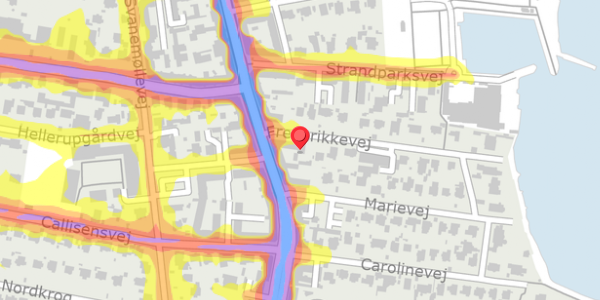 Trafikstøjkort på Frederikkevej 2C, 2900 Hellerup