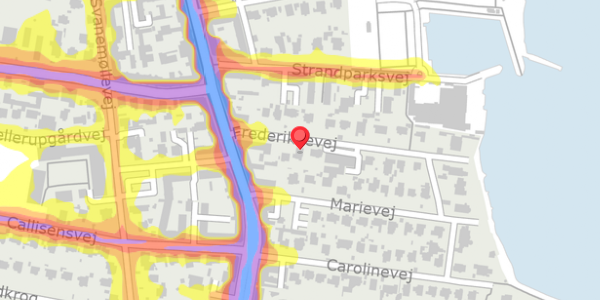 Trafikstøjkort på Frederikkevej 4, 2900 Hellerup