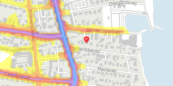 Trafikstøjkort på Frederikkevej 7, 2900 Hellerup