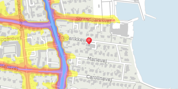 Trafikstøjkort på Frederikkevej 8, 2900 Hellerup