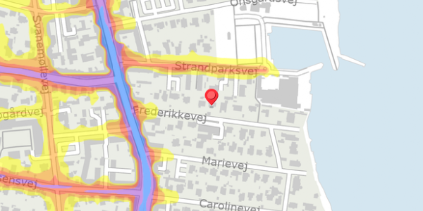Trafikstøjkort på Frederikkevej 13, 2900 Hellerup