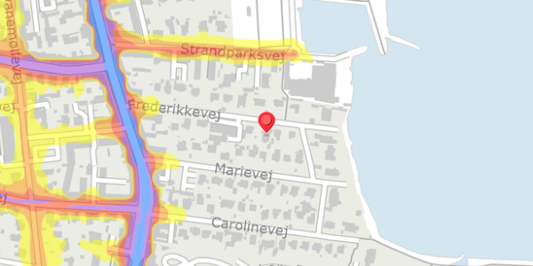 Trafikstøjkort på Frederikkevej 14, 2900 Hellerup