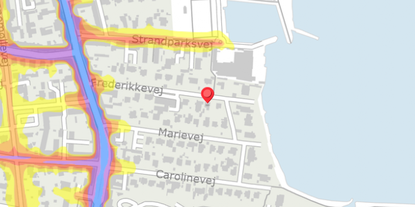 Trafikstøjkort på Frederikkevej 16, 2900 Hellerup