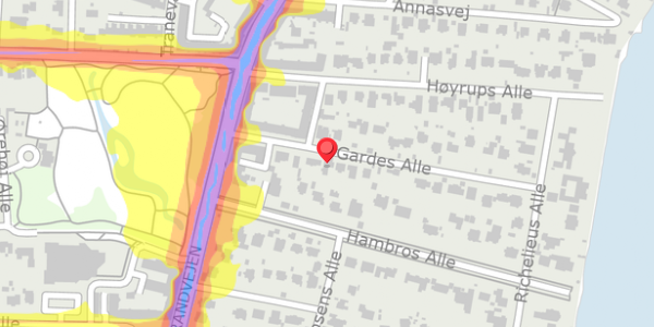 Trafikstøjkort på Gardes Alle 14, 2900 Hellerup