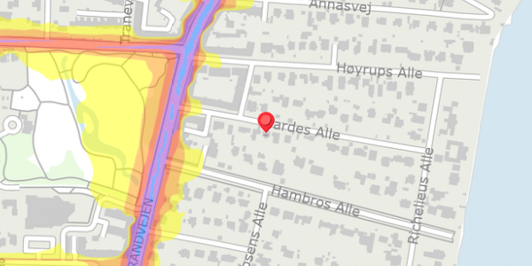 Trafikstøjkort på Gardes Alle 16, 2900 Hellerup