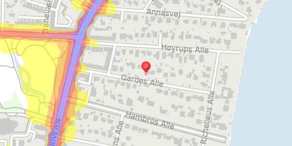 Trafikstøjkort på Gardes Alle 19, 2900 Hellerup