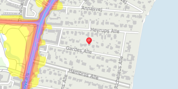 Trafikstøjkort på Gardes Alle 23, 2900 Hellerup