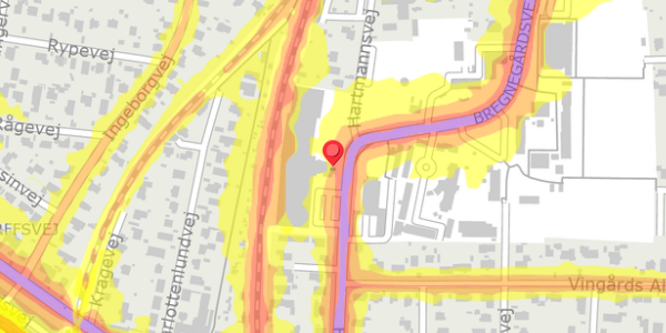 Trafikstøjkort på Hartmannsvej 37, 2900 Hellerup