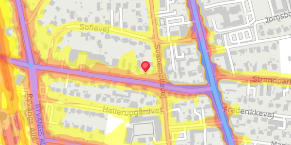 Trafikstøjkort på Hellerupvej 16, 2900 Hellerup