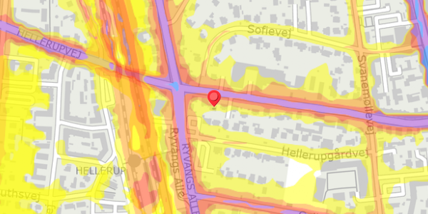 Trafikstøjkort på Hellerupvej 29, 2900 Hellerup