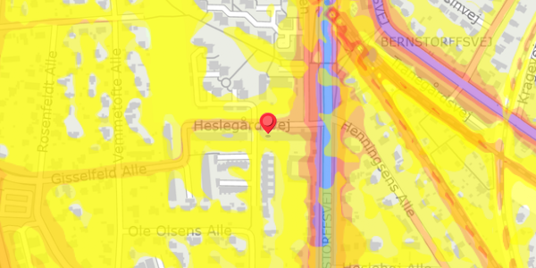 Trafikstøjkort på Heslegårdsvej 21, 2900 Hellerup