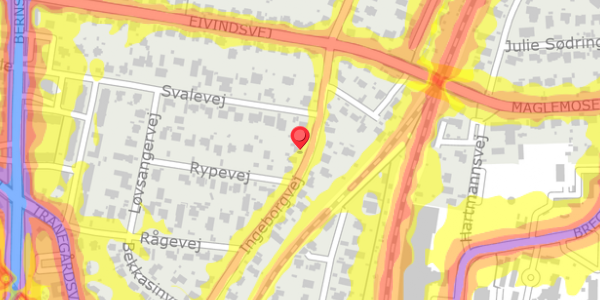 Trafikstøjkort på Ingeborgvej 28, 2900 Hellerup
