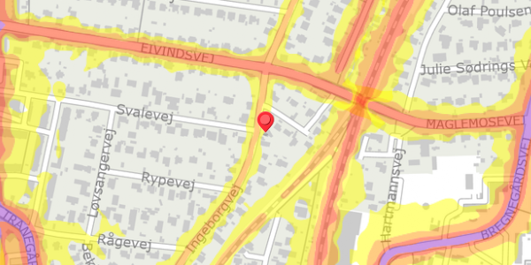 Trafikstøjkort på Ingeborgvej 33, 2900 Hellerup