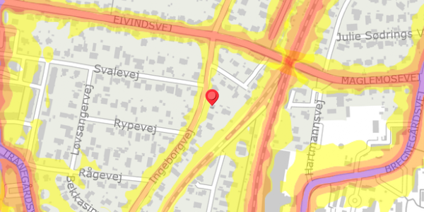 Trafikstøjkort på Ingeborgvej 37B, 2900 Hellerup