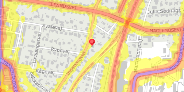 Trafikstøjkort på Ingeborgvej 39, 2900 Hellerup