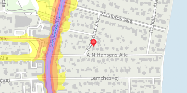 Trafikstøjkort på Jacobsens Alle 2A, 2900 Hellerup