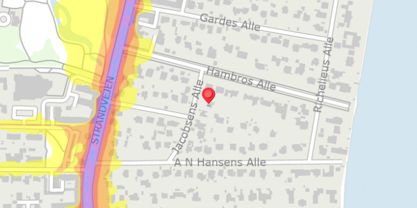 Trafikstøjkort på Jacobsens Alle 10, 2900 Hellerup
