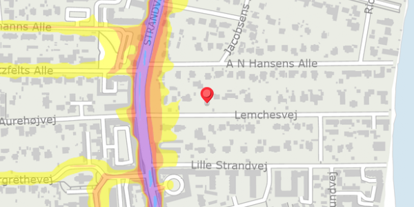 Trafikstøjkort på Lemchesvej 5, . , 2900 Hellerup