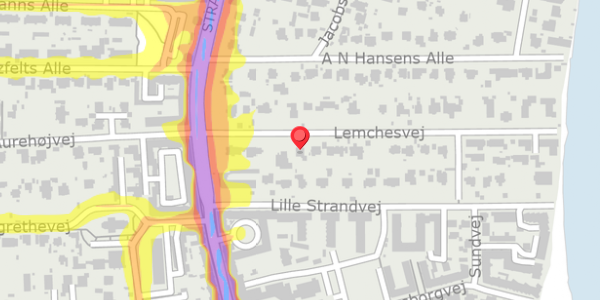 Trafikstøjkort på Lemchesvej 8, . , 2900 Hellerup