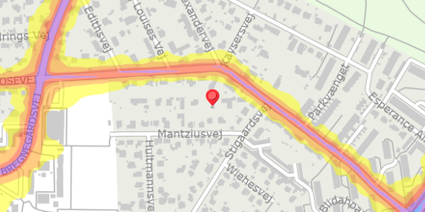 Trafikstøjkort på Mantziusvej 4A, 2900 Hellerup