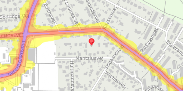 Trafikstøjkort på Mantziusvej 8, 2900 Hellerup
