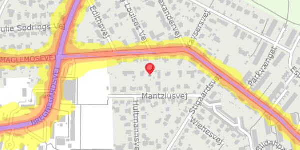 Trafikstøjkort på Mantziusvej 12A, 2900 Hellerup