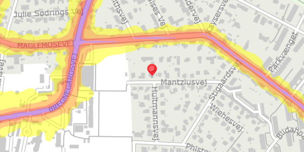 Trafikstøjkort på Mantziusvej 16, 2900 Hellerup