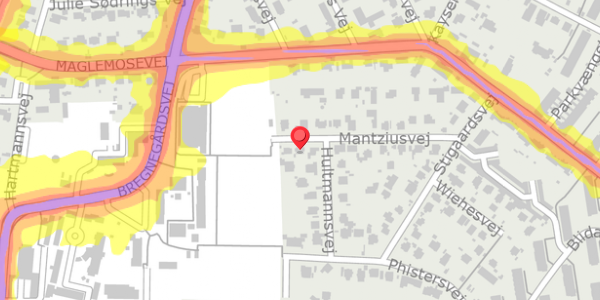 Trafikstøjkort på Mantziusvej 17, 2900 Hellerup